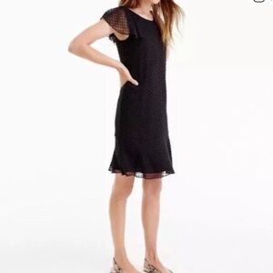 J. Crew Black Swiss Dot Ruffle Mini Dress- Size 6